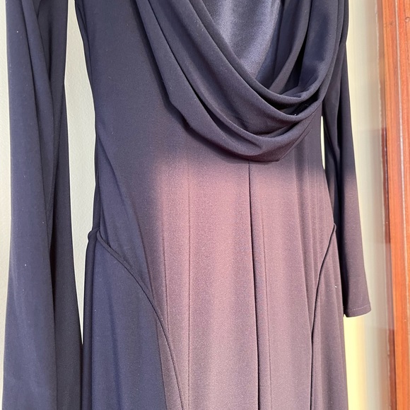 Mac Duggal Womens Navy Bateau Neck Cowl Back Flare Evening Dress Gown NWT - Picture 10 of 11